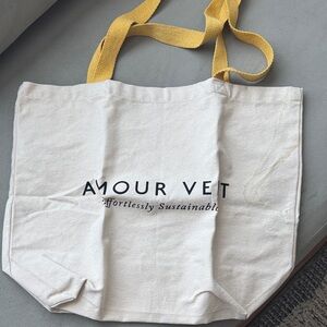 Amour Vert Cream Tote with Yellow Straps